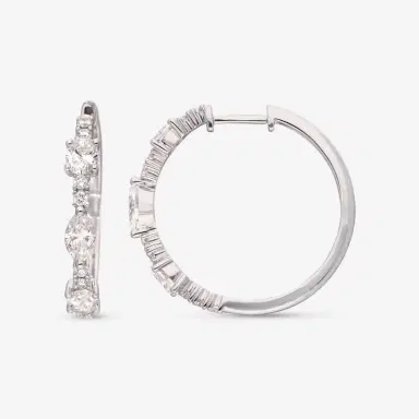 Ina Mar Ina Mar 14K White Gold 1.81 ctw Diamond Hoop Earrings by The Solist | Thumbnail 3