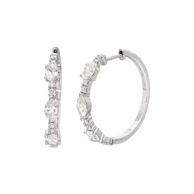Ina Mar Ina Mar 14K White Gold 1.81 ctw Diamond Hoop Earrings by The Solist | Thumbnail 1