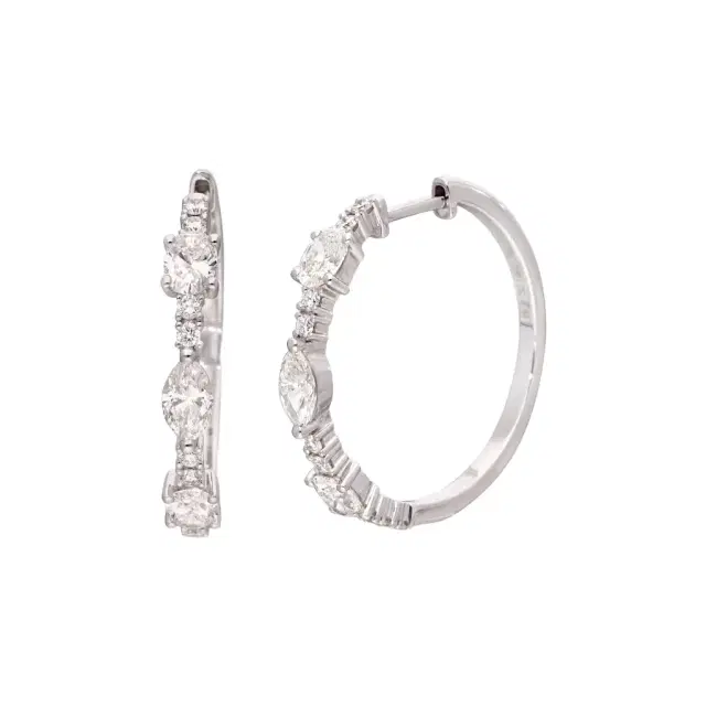 Ina Mar Ina Mar 14K White Gold 1.81 ctw Diamond Hoop Earrings by The Solist