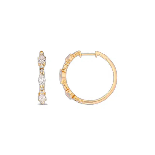 Ina Mar Ina Mar 14K Yellow Gold, Round and Oval Shape Diamonds 1.69ct. twd. Hoop Earrings by The Solist