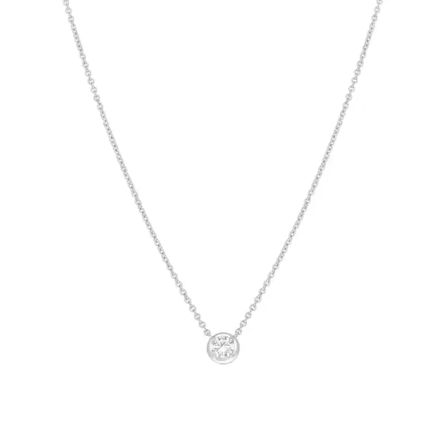 Ina Mar 18K White Gold Bezel Set Diamond 0.54ct.tw. Solitaire Pendant 16" by The Solist