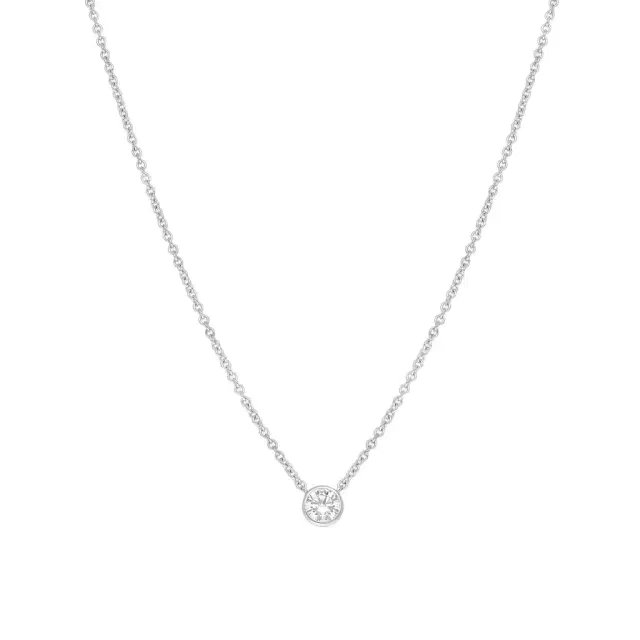 Ina Mar 18K White Gold Bezel Set Diamond 0.55ct.tw. Solitaire Pendant 16" by The Solist