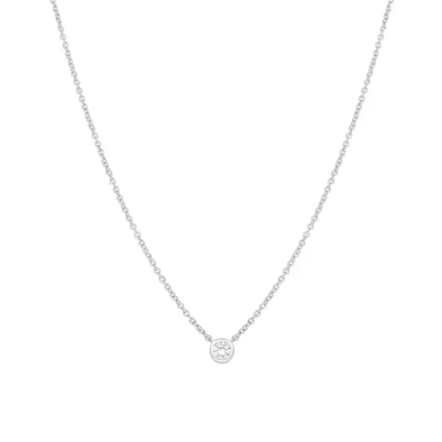 Ina Mar 18K White Gold Round Diamond Solitaire Pendant Necklace 16" by The Solist