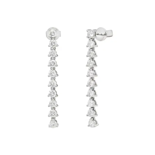 Ina Mar 18K White Gold 2.05 ctw Round Diamond Drop Earrings by The Solist