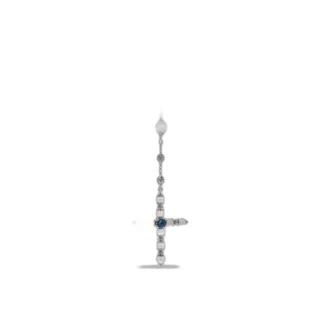 Konstantino Konstantino Blue Topaz, Iolite and Pearl Cross Lariat Necklace by The Solist