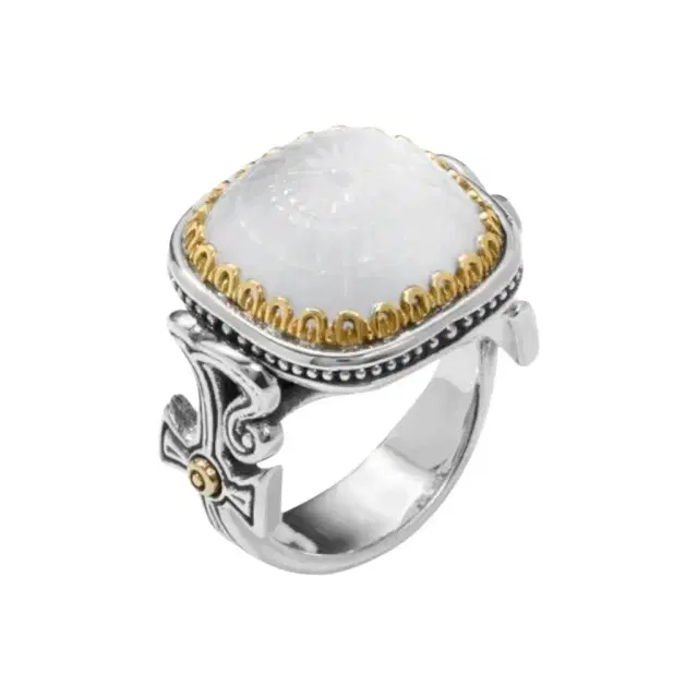 Konstantino Dome Sterling Silver & 18k Yellow Gold Mother of Doublet Ring Sz. 9 by The Solist