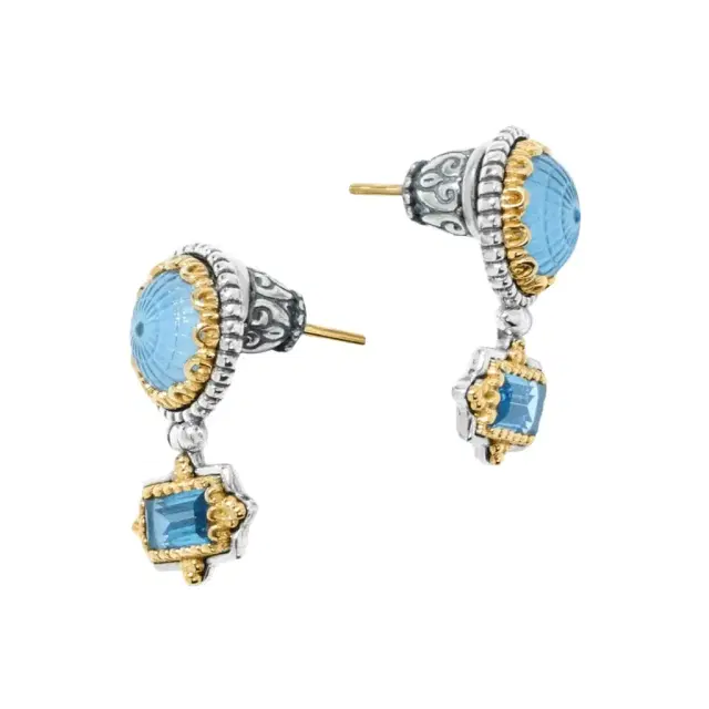 Konstantino Konstantino Dome Sterling Silver & 18K Yellow Gold Mother of Pearl & Blue Spinel Earrings by The Solist