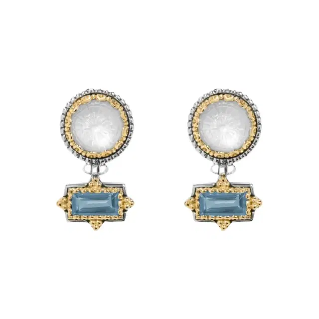 Konstantino Konstantino Dome Sterling Silver & 18K Yellow Gold Mother of Pearl & Blue Spinel Earrings by The Solist