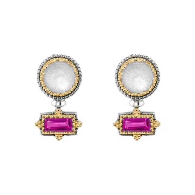 Konstantino Konstantino Dome Sterling Silver & 18K Yellow Gold Mother of Pearl & Corundum Drop Earrings by The Solist