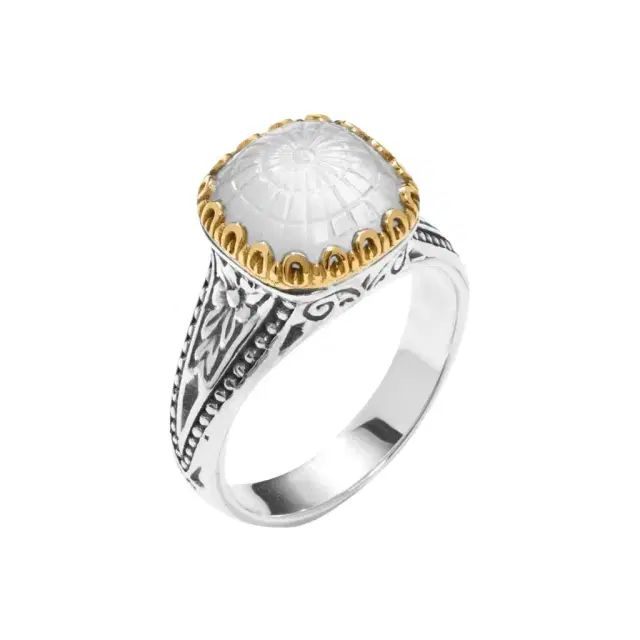 Konstantino Konstantino Dome Sterling Silver & 18k Yellow Gold Mother of Pearl Doublet Ring Sz. 7 by The Solist
