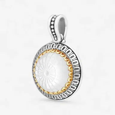 Konstantino Konstantino Dome Sterling Silver & 18K Yellow Gold Mother of Pearl Pendant by The Solist | Thumbnail 3