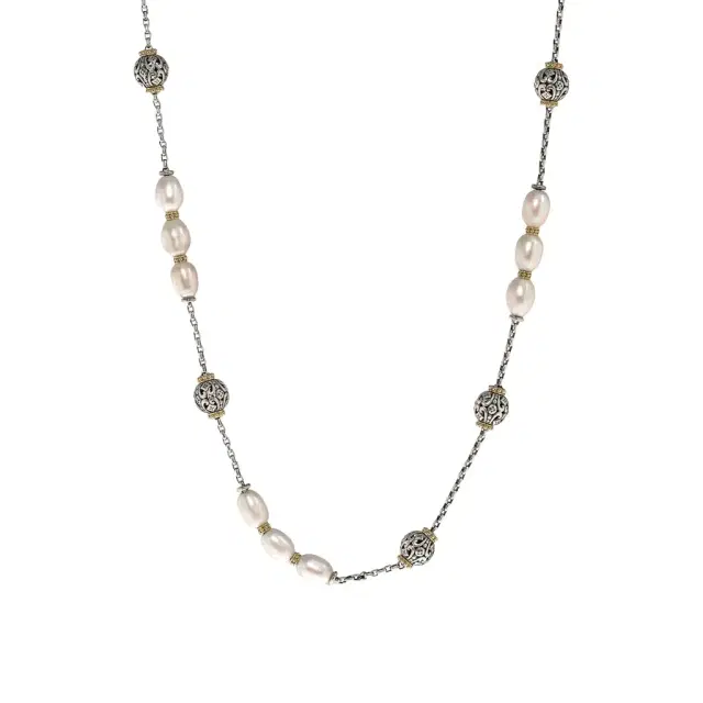 Konstantino Konstantino Kleos Sterling Silver and 18K Yellow Gold, Pearl Station Necklace by The Solist