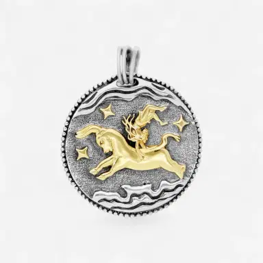 Konstantino Konstantino Zodiac Taurus Sterling Silver & 18K Yellow Gold Carved Pendant by The Solist | Thumbnail 2