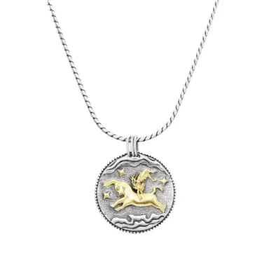 Konstantino Konstantino Zodiac Taurus Sterling Silver & 18K Yellow Gold Carved Pendant by The Solist | Thumbnail 1