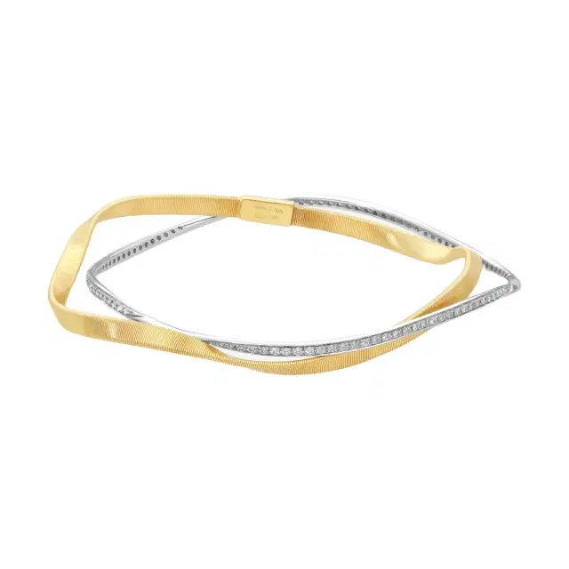 MARCO BICEGO Marco Bicego Marrakech 18K Yellow & White Gold Twisted Coil Diamond Bangle Bracelet by The Solist