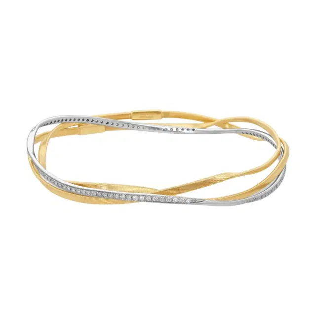 MARCO BICEGO Marco Bicego Marrakech 18K Yellow & White Gold Diamond Layered Twisted Coil Bangle Bracelet by The Solist