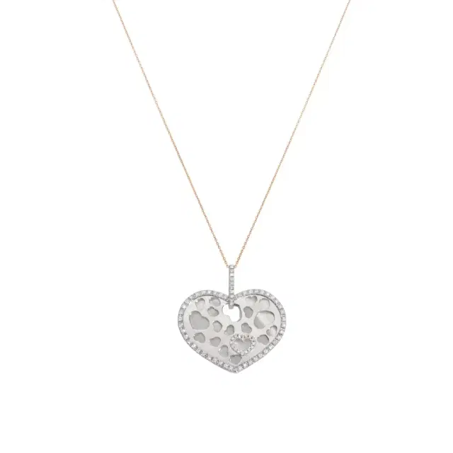 NANIS Nanis 18K White Gold and Yellow Gold Diamonds & Mother of Pearl Heart Pendant by The Solist