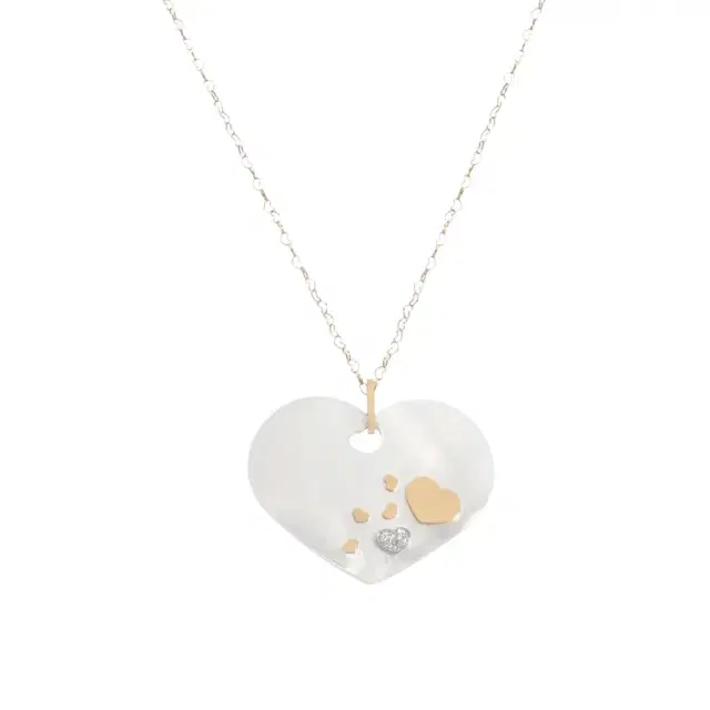 NANIS Nanis 18K Yellow Gold Diamond & Mother of Pearl Heart Pendant Necklace by The Solist