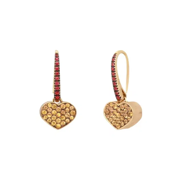 NANIS Nanis 18K Yellow Gold Orange & Red Sapphire Drop Earrings by The Solist