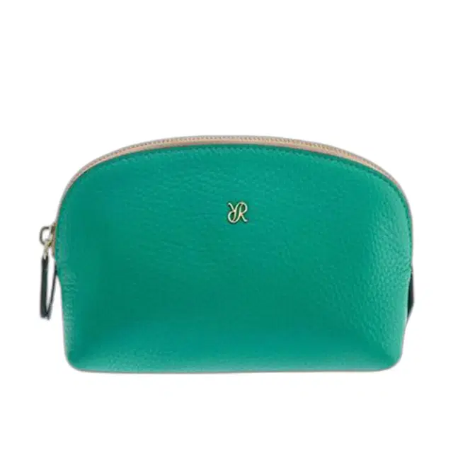 Rapport Rapport London Green Leather Small Makeup Pouch by The Solist