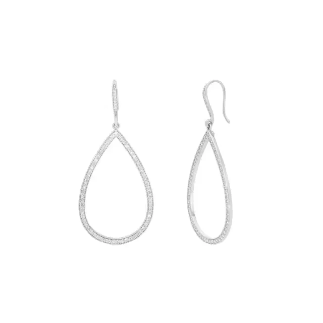 Roberto Coin Roberto Coin 18K White Gold Diamond Open Pear-Shaped Dangle Earrings by The Solist