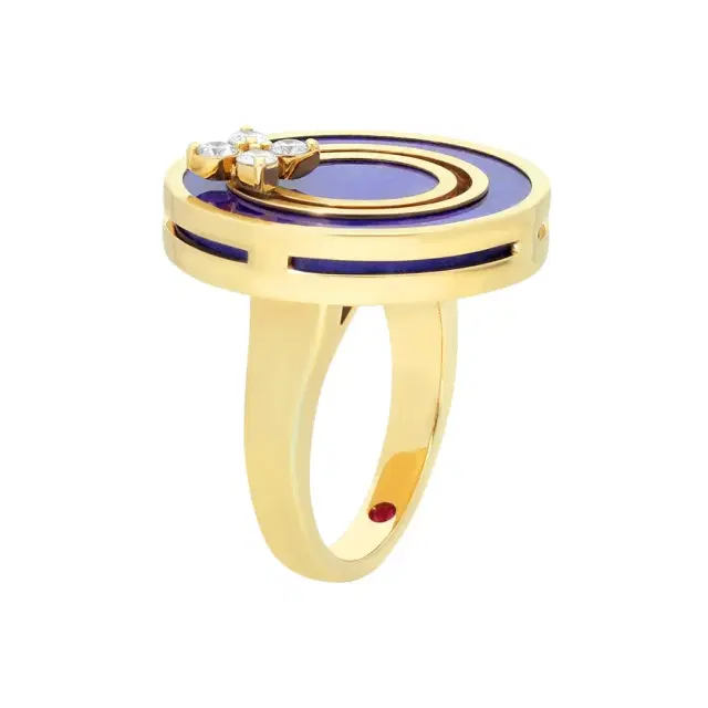 Roberto Coin Roberto Coin Love in Verona 18K Rose Gold Diamond & Blue Lapis Statement Ring Sz. 6.5 by The Solist
