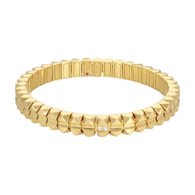Roberto Coin Obelisco 18K Yellow Gold Diamond Accents Flexible Bangle Bracelet by The Solist