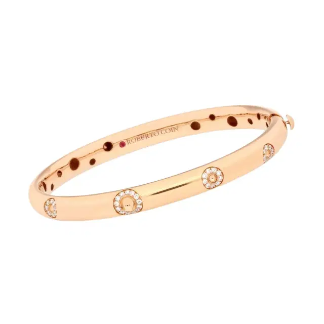 Roberto Coin Pois Moi Luna 18K Rose Gold Diamond Outline Bangle Bracelet by The Solist