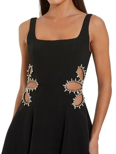 Mac Duggal Women's Crystal-Embellished Cut-Out Crepe Cocktail Dress - Black - Size 12 | Thumbnail 3 Mac Duggal Women's Crystal-Embellished Cut-Out Crepe Cocktail Dress - Black - Size 12 | Thumbnail 3