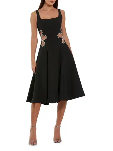 Mac Duggal Women's Crystal-Embellished Cut-Out Crepe Cocktail Dress - Black - Size 12 | Thumbnail 1 Mac Duggal Women's Crystal-Embellished Cut-Out Crepe Cocktail Dress - Black - Size 12 | Thumbnail 1