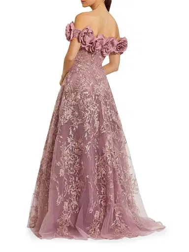 Mac Duggal Women's Sequin-Embroidered Off-The-Shoulder A-Line Gown - Mauve - Size 14 | Thumbnail 2 Mac Duggal Women's Sequin-Embroidered Off-The-Shoulder A-Line Gown - Mauve - Size 14 | Thumbnail 2