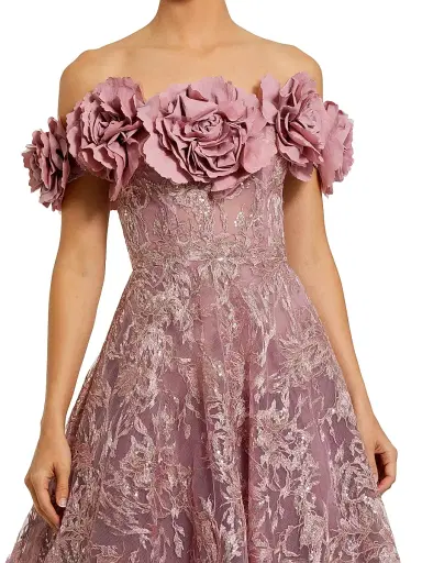 Mac Duggal Women's Sequin-Embroidered Off-The-Shoulder A-Line Gown - Mauve - Size 14 | Thumbnail 3 Mac Duggal Women's Sequin-Embroidered Off-The-Shoulder A-Line Gown - Mauve - Size 14 | Thumbnail 3