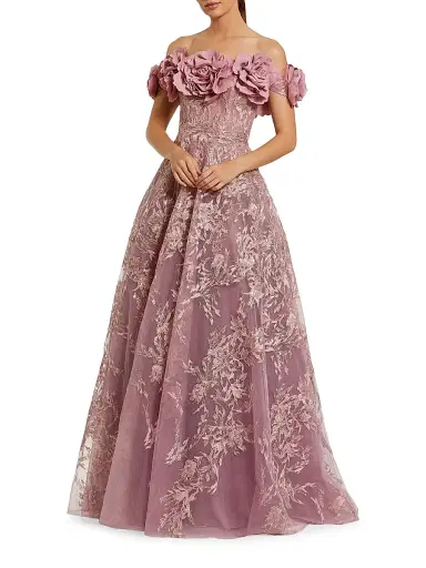 Mac Duggal Women's Sequin-Embroidered Off-The-Shoulder A-Line Gown - Mauve - Size 14 | Thumbnail 1 Mac Duggal Women's Sequin-Embroidered Off-The-Shoulder A-Line Gown - Mauve - Size 14 | Thumbnail 1