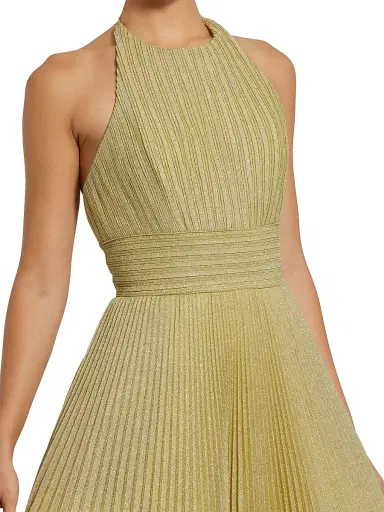 Mac Duggal Women's Shimmering Pleated Georgette Gown - Gold - Size 14 | Thumbnail 3 Mac Duggal Women's Shimmering Pleated Georgette Gown - Gold - Size 14 | Thumbnail 3