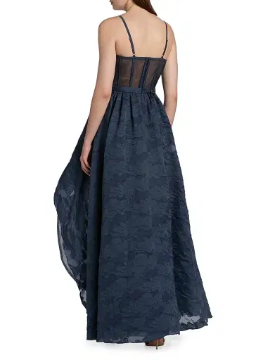 BCBGMAXAZRIA Women's Organza High-Low Gown - Navy - Size 10 | Thumbnail 5