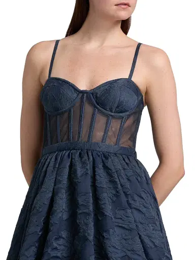 BCBGMAXAZRIA Women's Organza High-Low Gown - Navy - Size 10 | Thumbnail 6