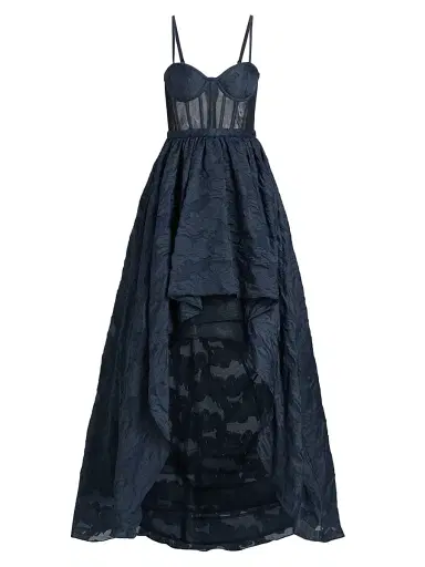 BCBGMAXAZRIA Women's Organza High-Low Gown - Navy - Size 10 | Thumbnail 1