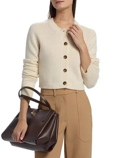 Loulou de Saison Women's Zephir Cropped Cardigan - Ivory - Size Medium | Thumbnail 3