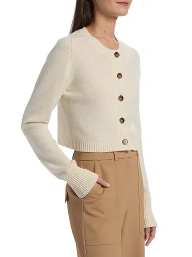 Loulou de Saison Women's Zephir Cropped Cardigan - Ivory - Size Medium | Thumbnail 4