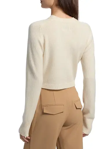 Loulou de Saison Women's Zephir Cropped Cardigan - Ivory - Size Medium | Thumbnail 5