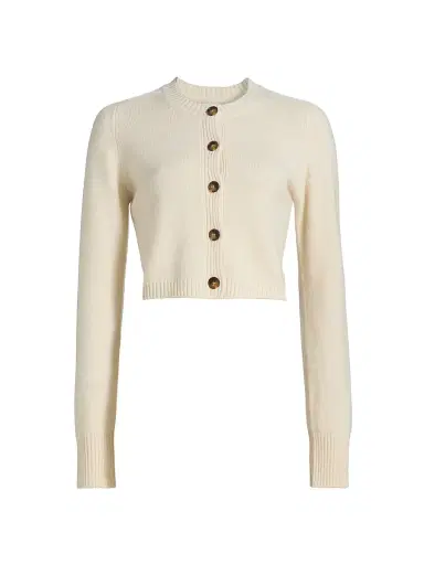 Loulou de Saison Women's Zephir Cropped Cardigan - Ivory - Size Medium | Thumbnail 1