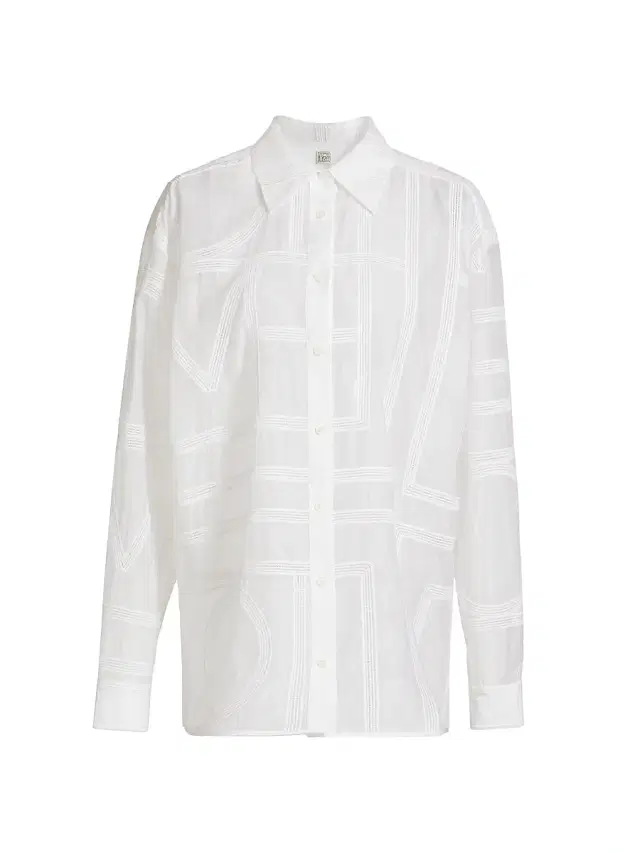 Women's Monogram-Embroidered Cotton-Silk Button-Front Shirt - White