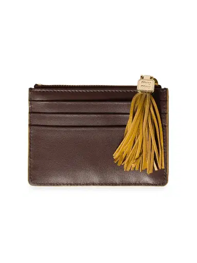Miu Miu Women's Leather Card Holder - Dark Brown | Thumbnail 3