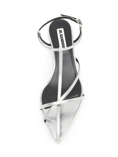 Jil Sander Women's 35MM Metallic Leather Kitten-Heel Sandals - Sky Grey - Size 11 | Thumbnail 4 Jil Sander Women's 35MM Metallic Leather Kitten-Heel Sandals - Sky Grey - Size 11 | Thumbnail 4