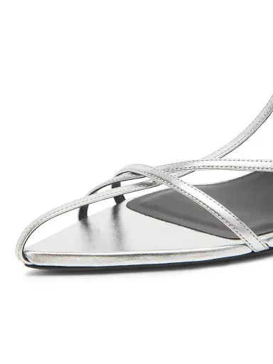 Jil Sander Women's 35MM Metallic Leather Kitten-Heel Sandals - Sky Grey - Size 11 | Thumbnail 5 Jil Sander Women's 35MM Metallic Leather Kitten-Heel Sandals - Sky Grey - Size 11 | Thumbnail 5