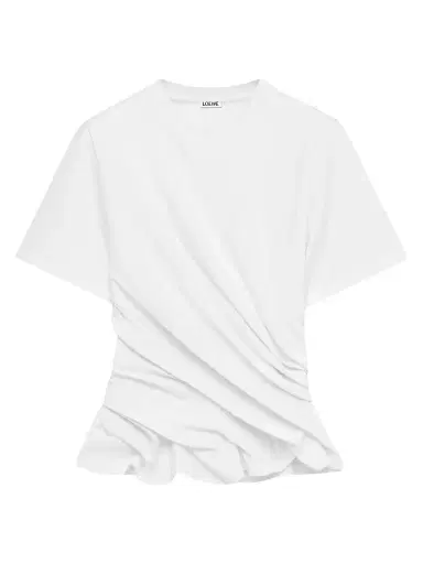 LOEWE Women's Twisted Crewneck Cotton Top - White | Thumbnail 1 LOEWE Women's Twisted Crewneck Cotton Top - White | Thumbnail 1