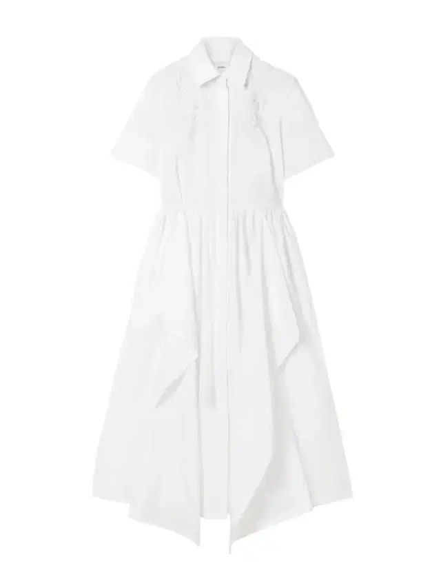 Embroidered Gathered Cotton-poplin Midi Shirt Dress