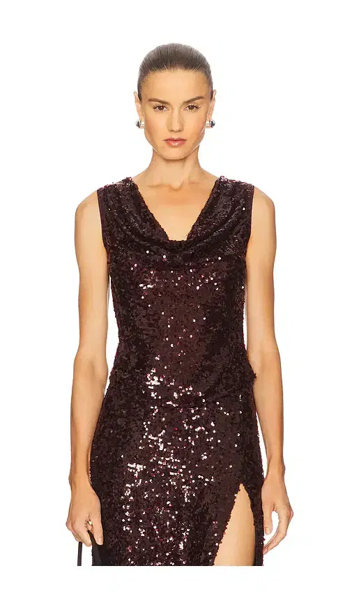 Sequin Cowl Neck Top