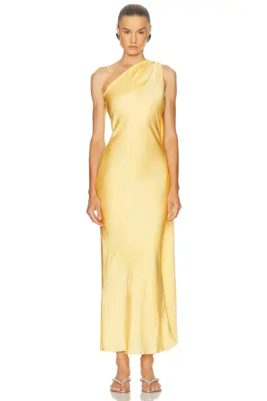 ALEJANDRA ALONSO ROJAS One Shoulder Dress With Cape | Thumbnail 1 ALEJANDRA ALONSO ROJAS One Shoulder Dress With Cape | Thumbnail 1