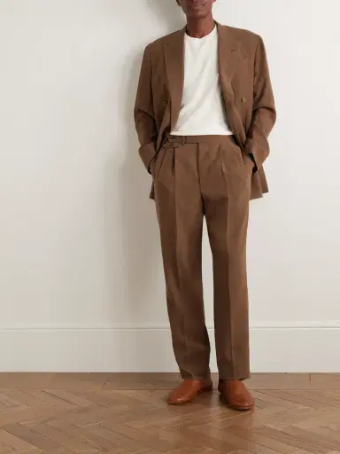 dunhill Straight-Leg Pleated Linen Suit Trousers - Men | Thumbnail 2